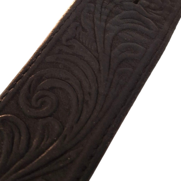 Silver Creek Men's Black Tooled Leather Belt 47" - Picture 3 of 3